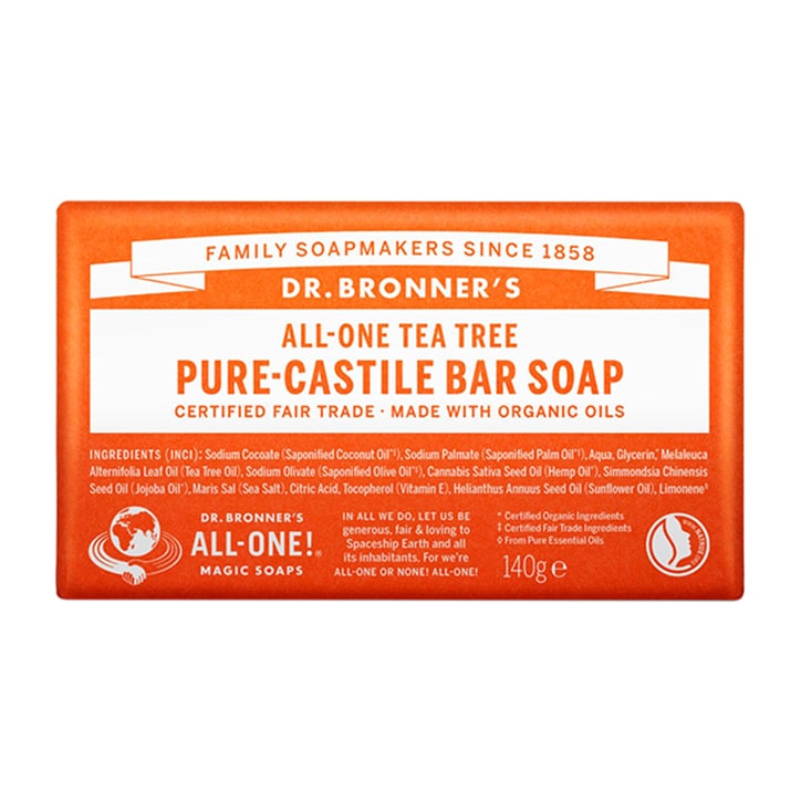 Dr Bronner's - All-One Tea Tree Pure-Castile Bar Soap 140g Washing & Bathing Holland&Barrett   