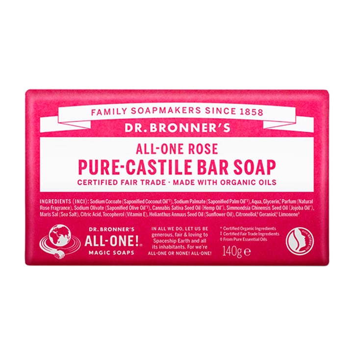 Dr Bronner's - All-One Rose Pure-Castile Bar Soap 140g Washing & Bathing Holland&Barrett   