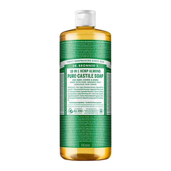 Dr Bronner's Almond Pure-Castile Liquid Soap 946ml Natural Soaps Holland&Barrett   