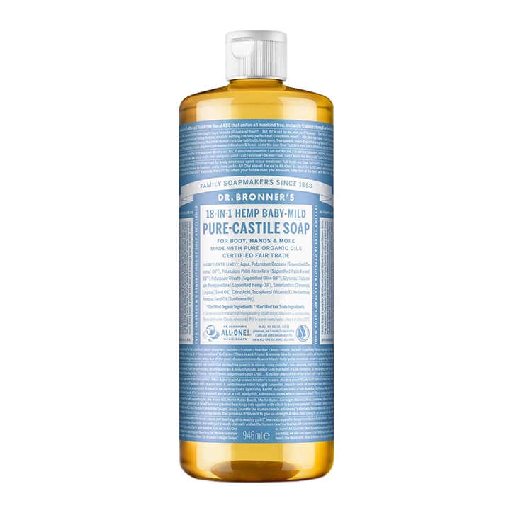 Dr Bronner's Baby Unscented Pure-Castile Liquid Soap 946ml Natural Soaps Holland&Barrett   