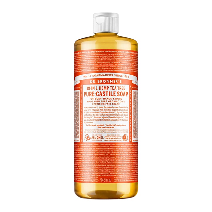 Dr Bronner's Tea Tree Pure-Castile Liquid Soap 946ml Natural Soaps Holland&Barrett   