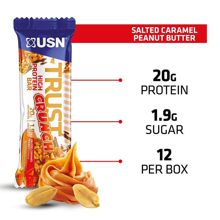 USN Trust Crunch Protein Bar Salted Caramel Peanut 12x60g