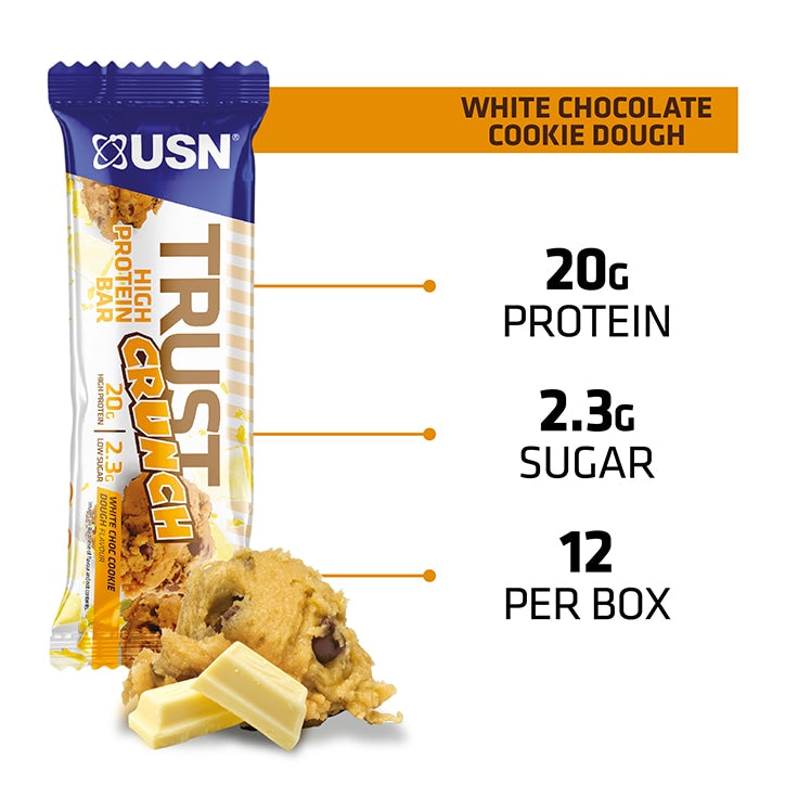 USN Trust Crunch Protein Bar White Choc 12x60g