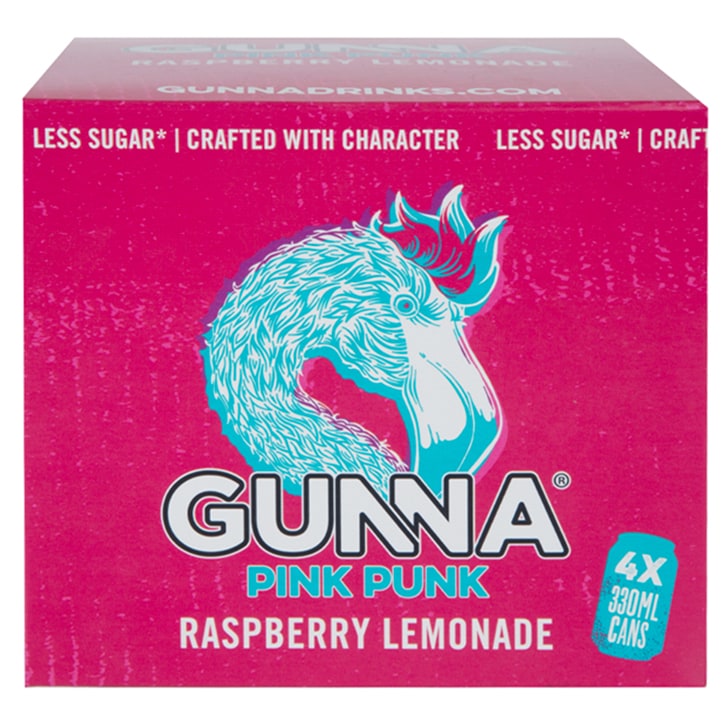 Gunna Pink Punk Raspberry Lemonade 4 x 330ml Soft Drinks Holland&Barrett   