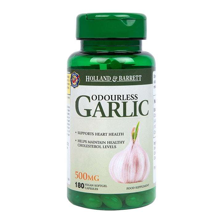 Holland & Barrett Odourless Garlic Vegan 500mg 180 Capsules GOODS Holland&Barrett   