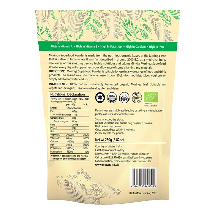 Minvita Moringa Superfood Powder 250g GOODS Holland&Barrett   