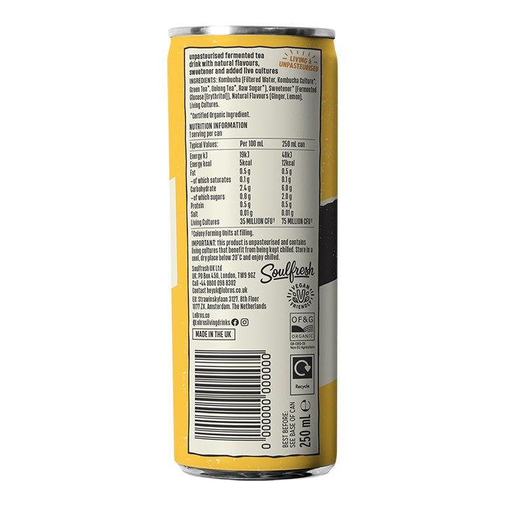 Lo Bros Lemon & Ginger Kombucha 250ml Drinks Holland&Barrett   