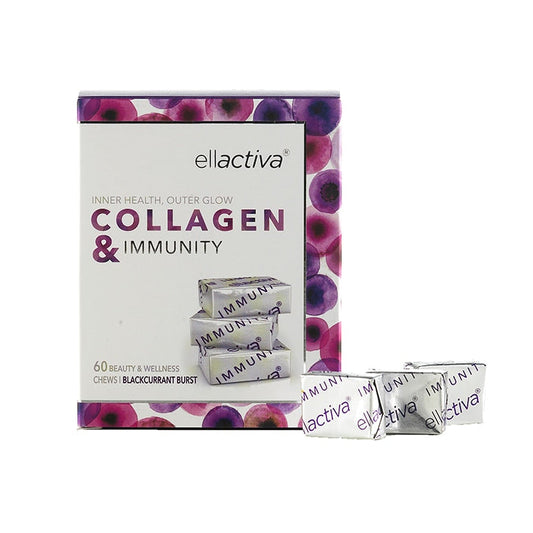 Ellactiva Collagen & Immunity Blackcurrant Flavour 60 Chewables Immune Support Supplements Holland&Barrett   
