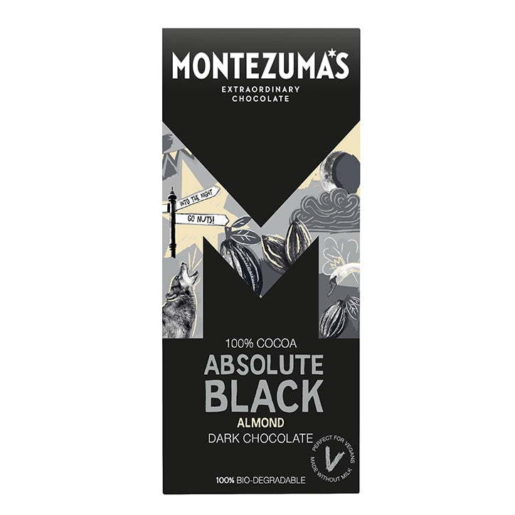 Montezuma's 100% Cocoa Absolute Black Almonds Bar 90g GOODS Holland&Barrett   