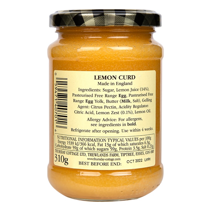 Thursday Cottage Lemon Curd (Refined Sugar) 310g GOODS Holland&Barrett   