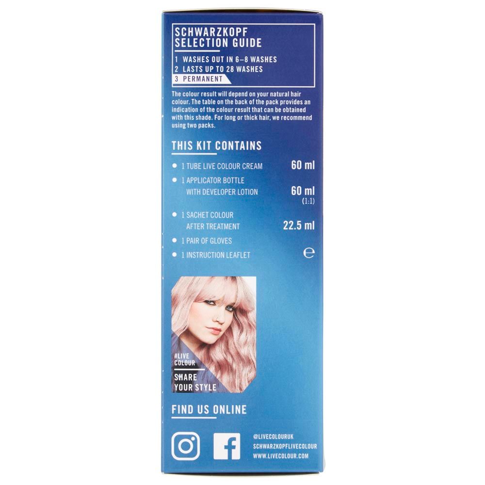 Schwarzkopf LIVE Lightener + Twist Cool Rose 101 Permanent Hair Dye Permanent Hair Dye Boots   