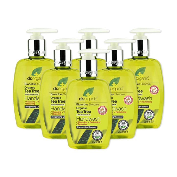 Dr Organic Tea Tree Hand Wash Bundle 6 x 250ml Natural Hand Wash & Soap Holland&Barrett   