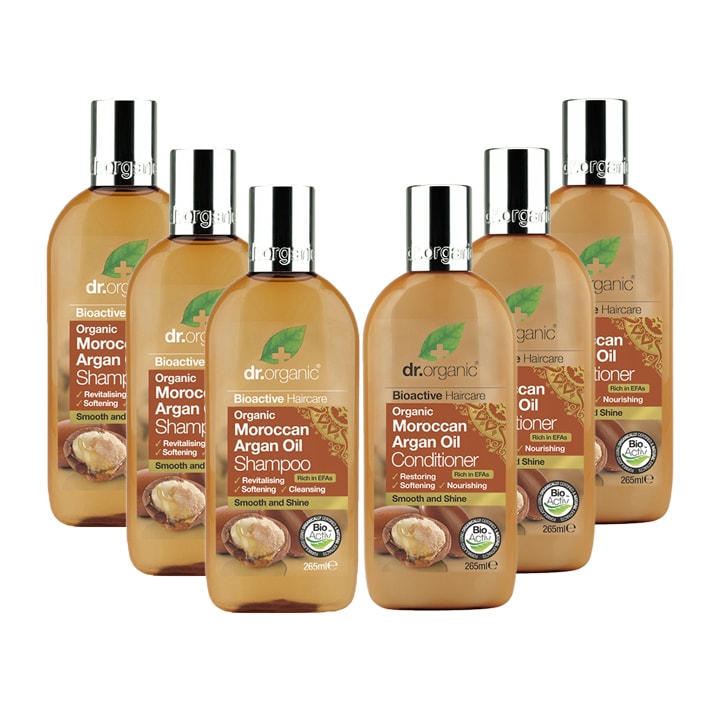 Dr Organic Moroccan Argan Oil Shampoo & Conditioner Bundle 6 x 265ml GOODS Holland&Barrett   