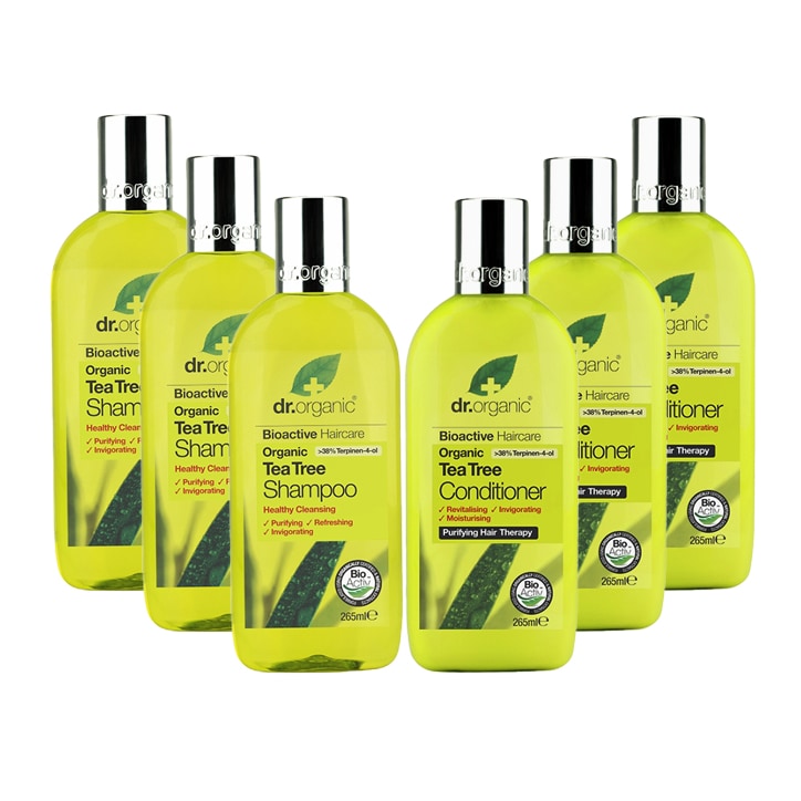 Dr Organic Tea Tree Shampoo & Conditioner Bundle 6 x 265ml GOODS Holland&Barrett   