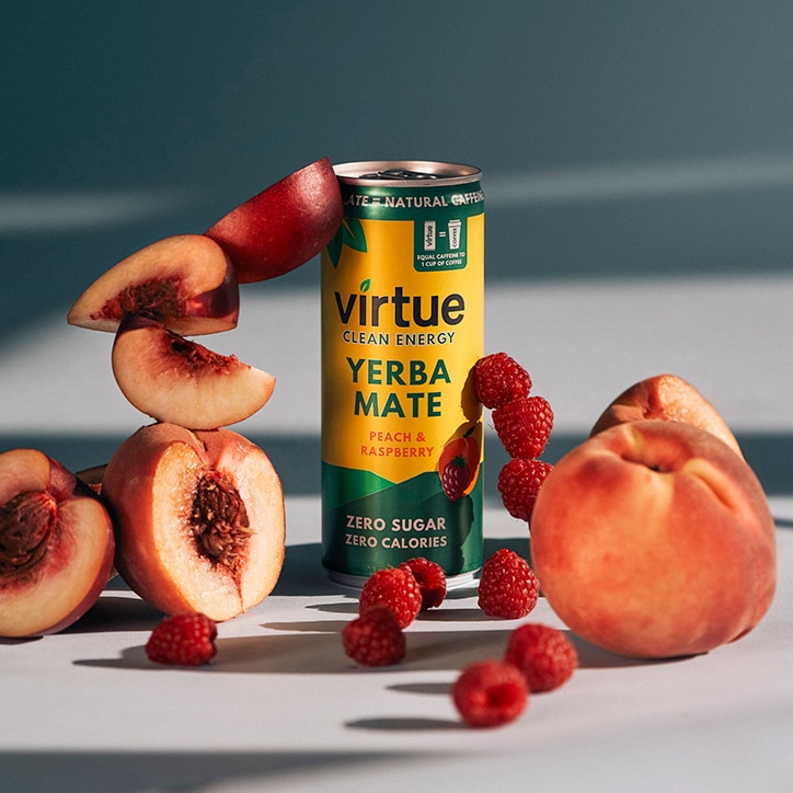 Virtue Yerba Mate - Peach & Raspberry 250ml GOODS Holland&Barrett   