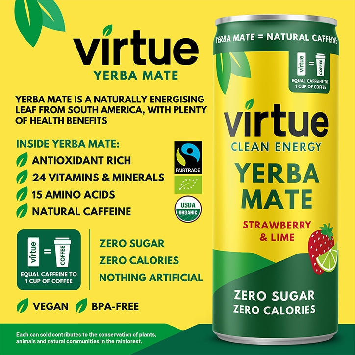 Virtue Yerba Mate - Strawberry & Lime 250ml GOODS Holland&Barrett   