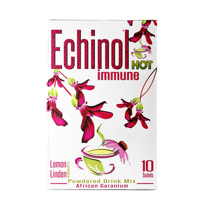 Echinol Hot Immune Powdered Drink Mix African Geranium Lemon Linden Flavoured 10 Sachets GOODS Holland&Barrett   