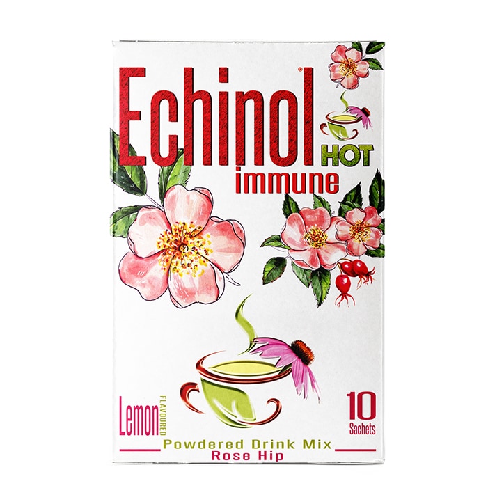 Echinol Hot Immune Powdered Drink Mix Rose Hip Lemon Flavoured 10 Sachets Immune Support Supplements Holland&Barrett   