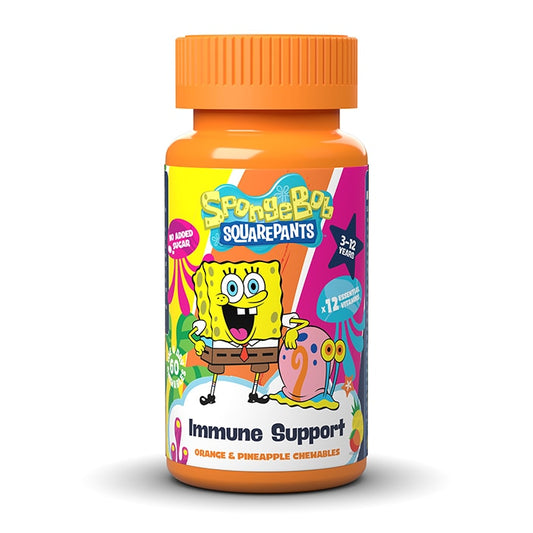 SpongeBob SquarePants Nickelodeon Immune Support Orange & Pineapple 60 Chewables Children's Health Vitamins Holland&Barrett   