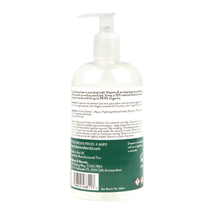 Holland & Barrett Antibacterial Hand Sanitiser 500ml Natural Hand & Nail Care Holland&Barrett   