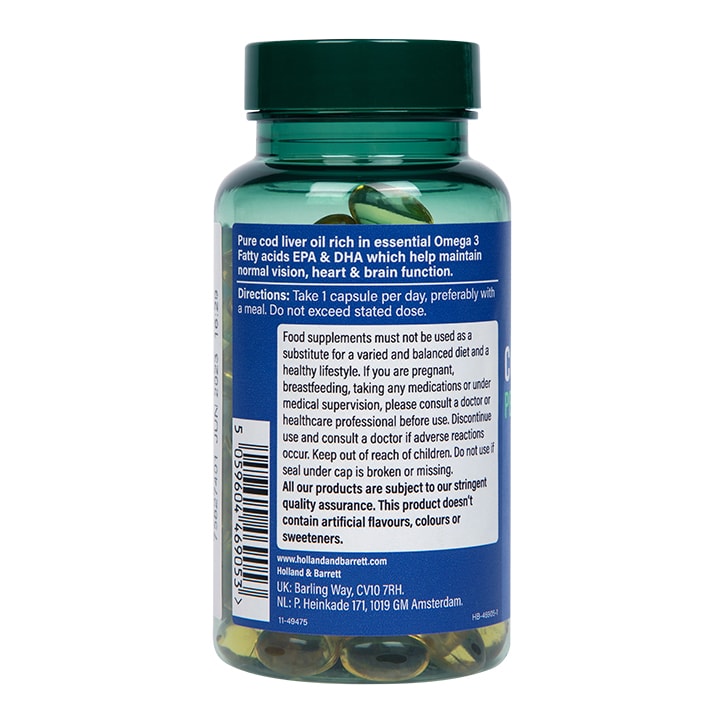 Holland & Barrett Cod Liver Oil 500mg 120 Capsules GOODS Holland&Barrett   