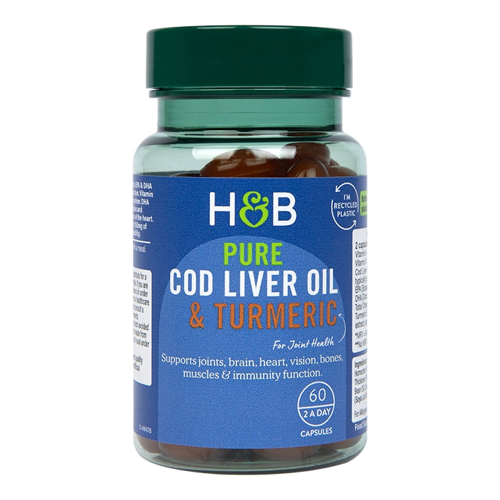 Holland & Barrett Pure Cod Liver Oil & Turmeric 500mg 60 Capsules