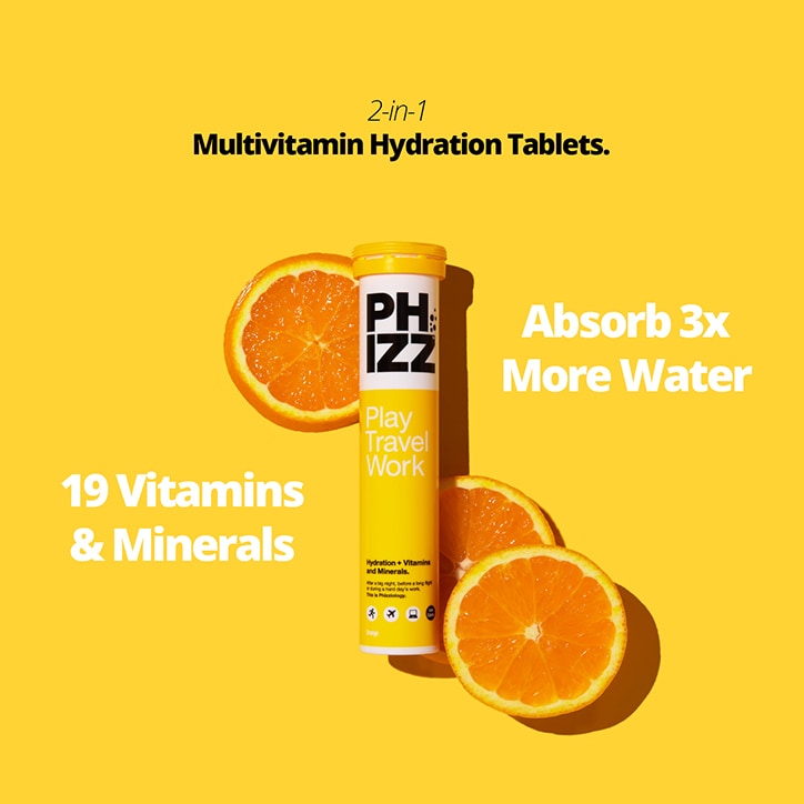 Phizz Orange Multivitamin & Hydration Effervescent 20 Tablets Energy Drinks Holland&Barrett   