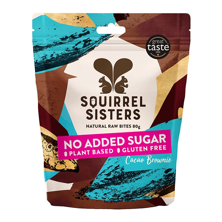 Squirrel Sisters Cacao Brownie Raw Brownie Bites 80g GOODS Holland&Barrett   