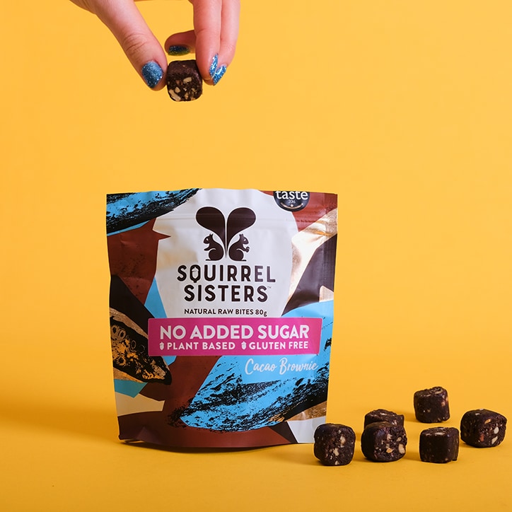 Squirrel Sisters Cacao Brownie Raw Brownie Bites 80g GOODS Holland&Barrett   