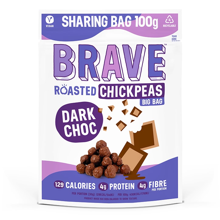 BRAVE Roasted Chickpeas Dark Chocolate 100g GOODS Holland&Barrett   