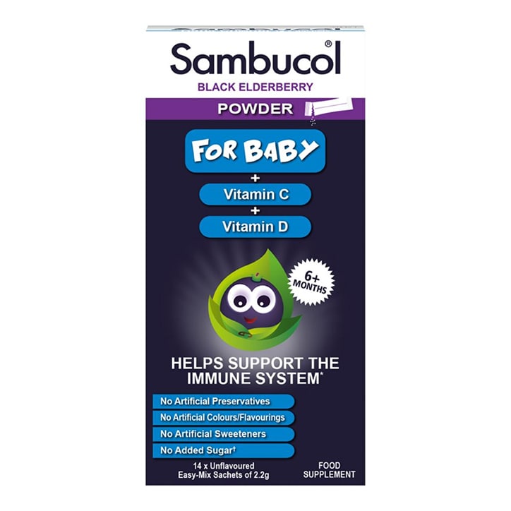 Sambucol Black Elderberry Baby Powder 14 x 2.2g Sachets GOODS Holland&Barrett   