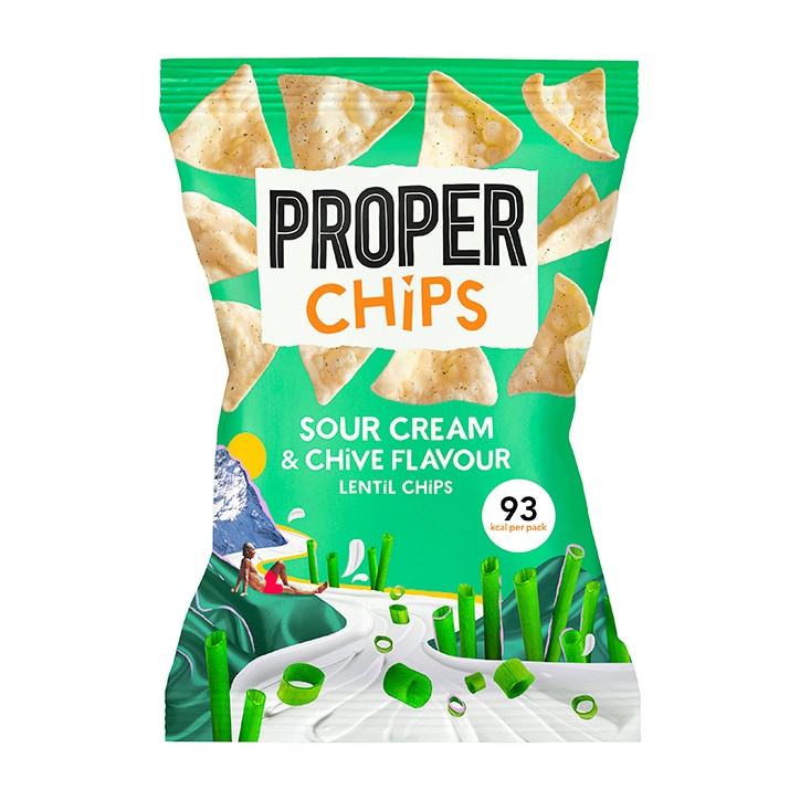 Properchips Sour Cream & Chive Lentil Chips 20g Crisps & Chips Holland&Barrett   