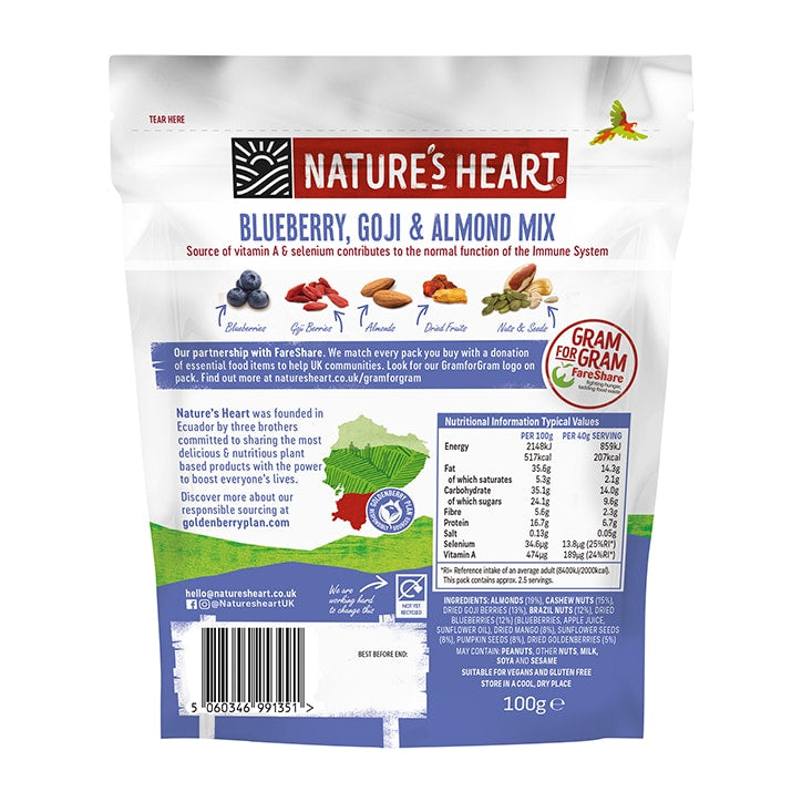 Nature's Heart Blueberry, Goji & Almond Immune System Mix 100g