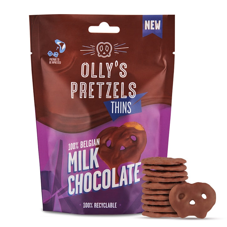 Olly's Pretzel Thins Milk Chocolate 90g