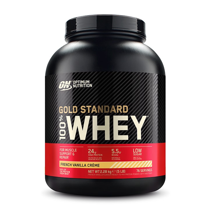 Optimum Nutrition Gold Standard 100% Whey Powder French Vanilla Crème 2.28kg GOODS Holland&Barrett   