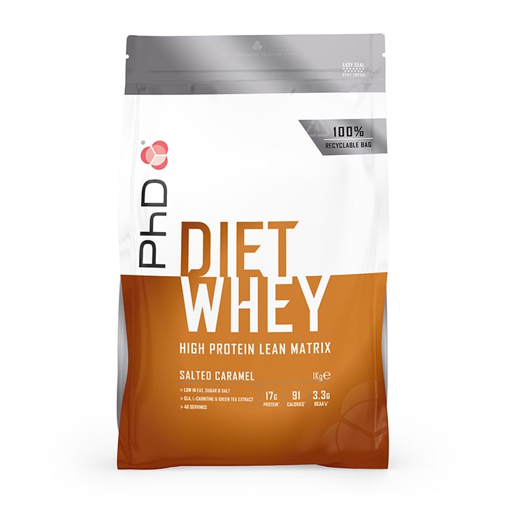 PhD Nutrition Diet Whey Protein Powder Salted Caramel 1000g GOODS Holland&Barrett   