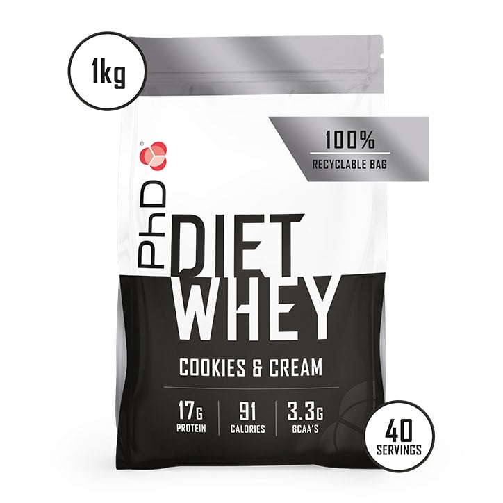 PhD Diet Whey Powder Cookies & Cream 1000g GOODS Holland&Barrett   