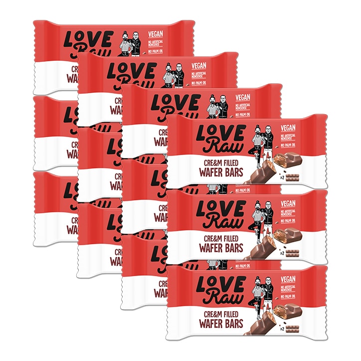 Love Raw Vegan Cre&m Filled Wafer Bars 12 x 43g