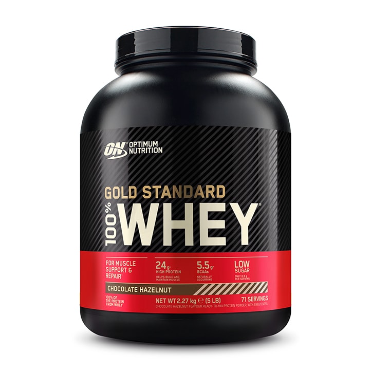 Optimum Nutrition Gold Standard 100% Whey Powder Chocolate Hazelnut 2.27kg GOODS Holland&Barrett   