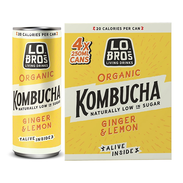 Lo Bros Organic Kombucha Ginger & Lemon 4 x 250ml