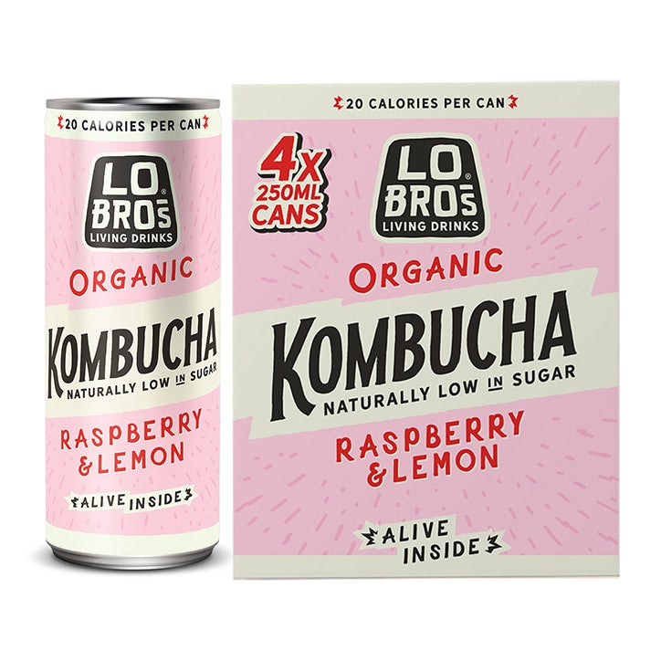 Lo Bros Organic Kombucha Raspberry & Lemon 4 x 250ml