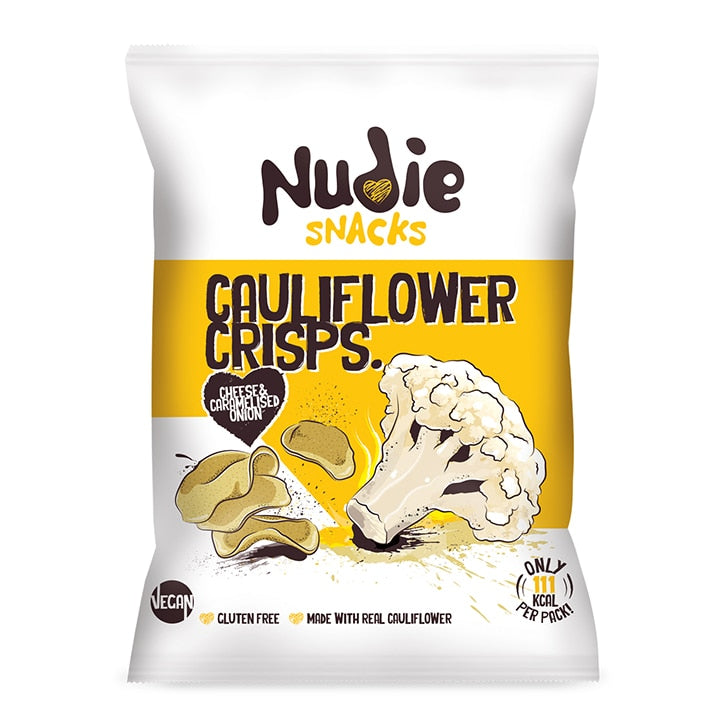 Nudie Snacks Cauliflower Crisps Vegan Cheese & Caramelised Onion 22g Crisps & Chips Holland&Barrett   