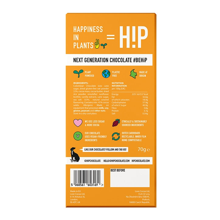 HiP Chocolate Salted Caramel Oat Milk Chocolate 70g GOODS Holland&Barrett   