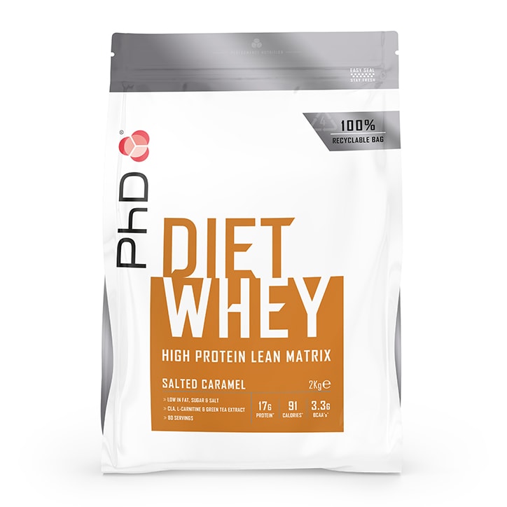 PhD Nutrition Diet Whey Protein Powder Salted Caramel 2000g GOODS Holland&Barrett   