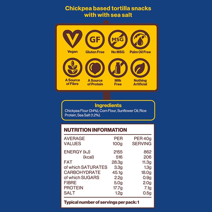 Hippeas Straight Up Sea Salt Chickpea Tortillas 40g GOODS Holland&Barrett   