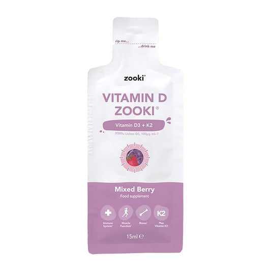 YourZooki Vitamin D3 3000IU & K2 100UG Mixed Berry Flavour 15ml Sachet Vitamin D Holland&Barrett   
