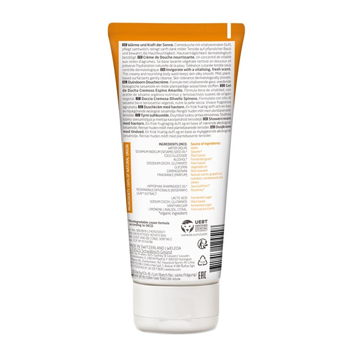 Weleda Sea Buckthorn Vitality Creamy Body Wash 200ml Natural Shower Gel & Body Wash Holland&Barrett   