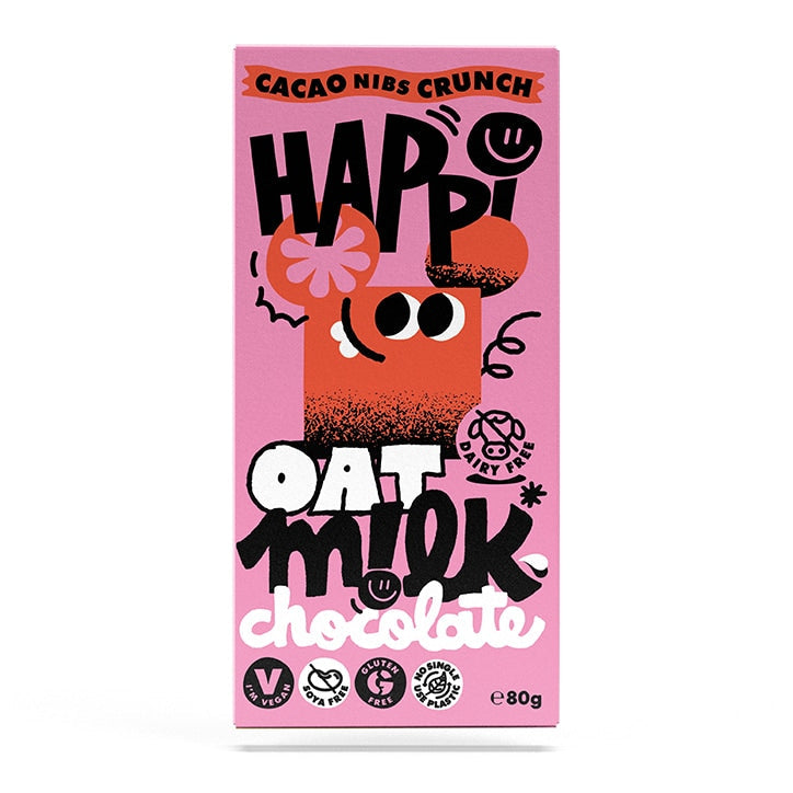 Happi Cacao Nibs Crunch Oat M!lk Chocolate Bar 80g Chocolate Holland&Barrett   