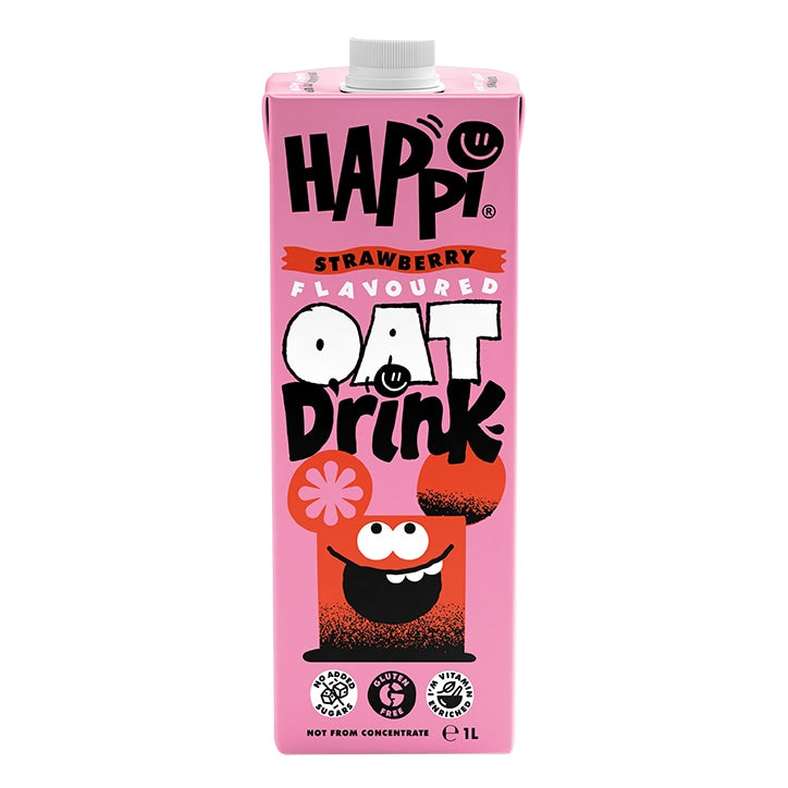 Happi Strawberry Flavoured Oat Drink 1L Oat, Rice & Hemp Drinks Holland&Barrett   