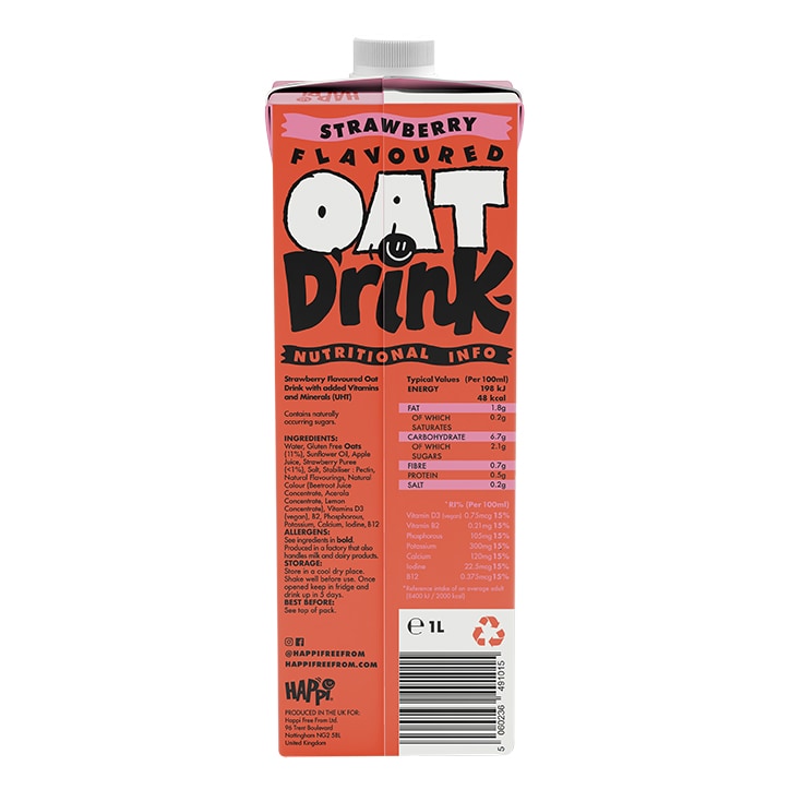 Happi Strawberry Flavoured Oat Drink 1L